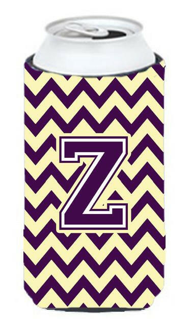 Letter Z Chevron Purple and Gold Tall Boy Beverage Insulator Hugger CJ1058-ZTBC by Caroline's Treasures