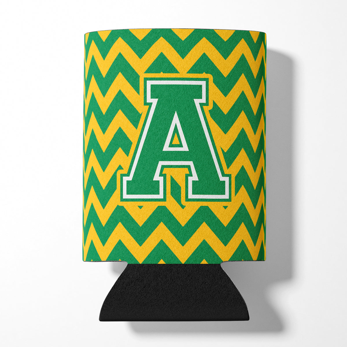 Letter A Chevron Green and Gold Can or Bottle Hugger CJ1059-ACC.