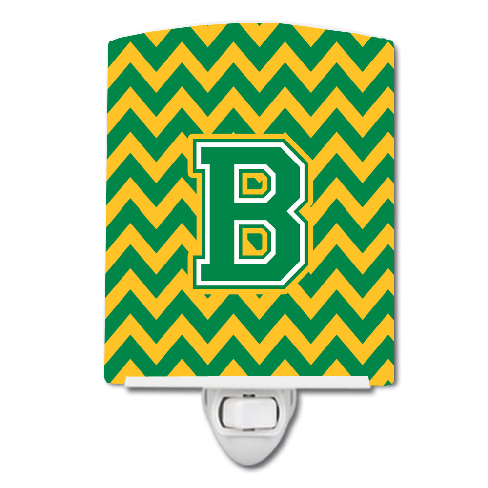 Letter B Chevron Green and Gold Ceramic Night Light CJ1059-BCNL - the-store.com