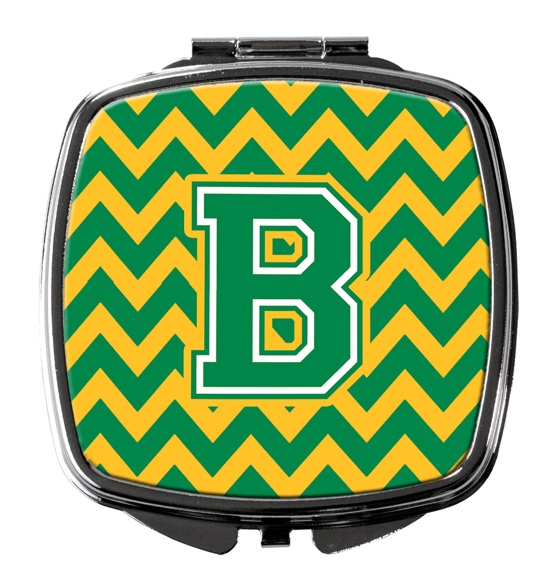 Letter B Chevron Green and Gold Compact Mirror CJ1059-BSCM  the-store.com.