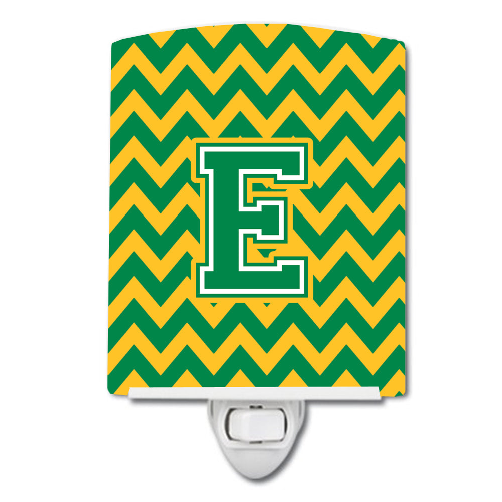 Letter E Chevron Green and Gold Ceramic Night Light CJ1059-ECNL - the-store.com