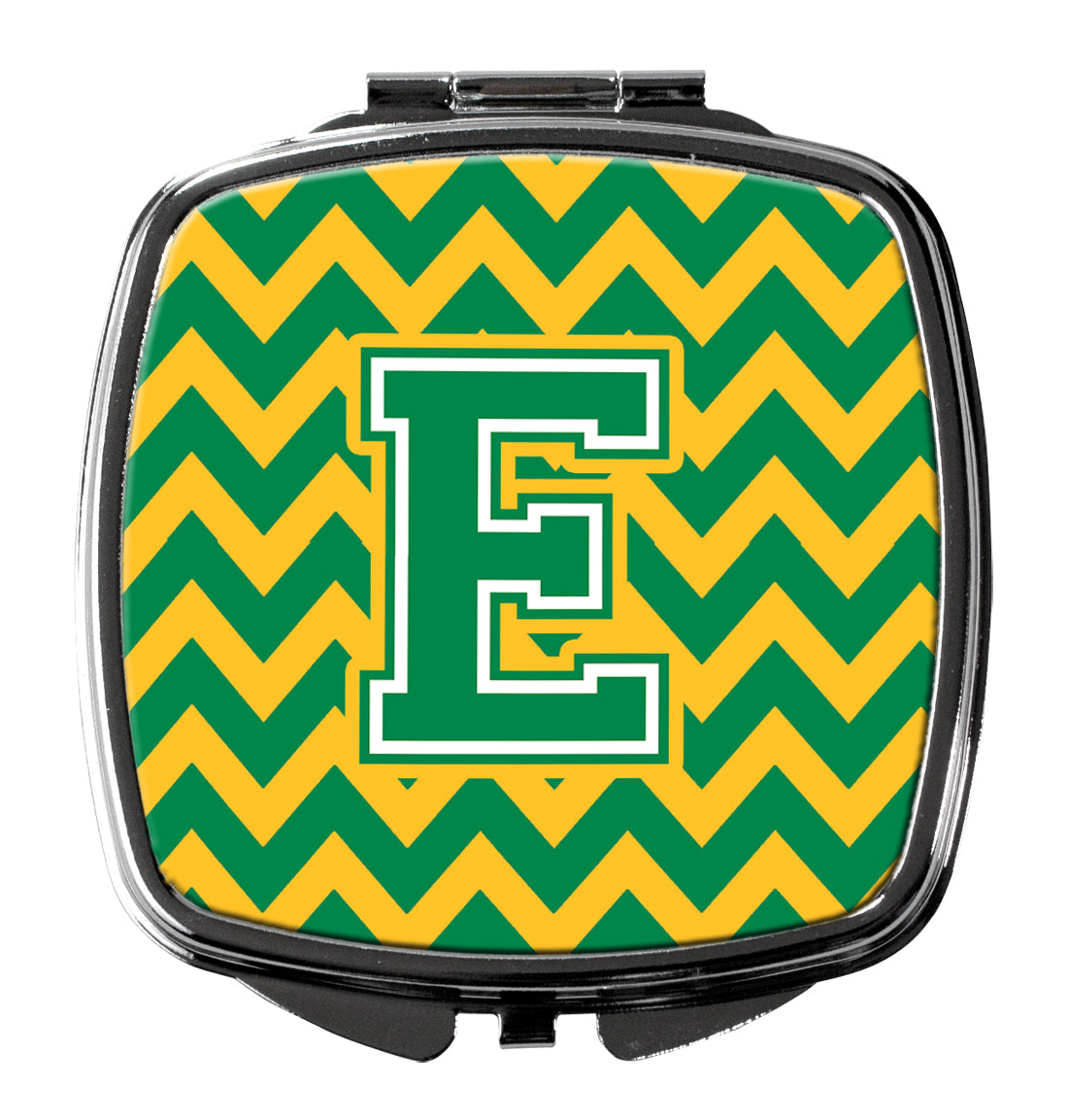 Letter E Chevron Green and Gold Compact Mirror CJ1059-ESCM  the-store.com.