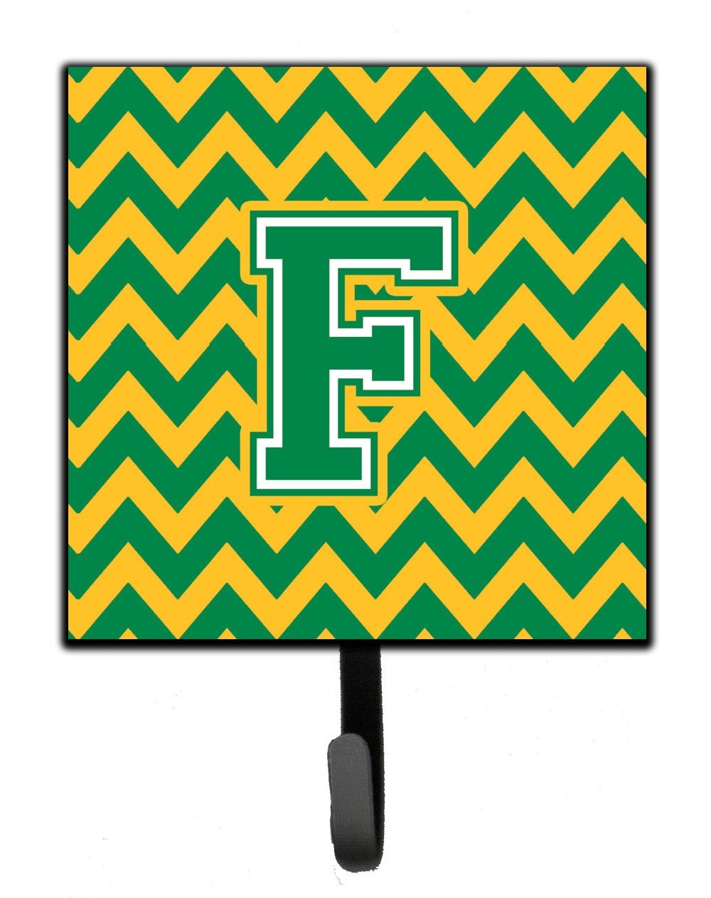 Letter F Chevron Green and Gold Leash or Key Holder CJ1059-FSH4 by Caroline's Treasures