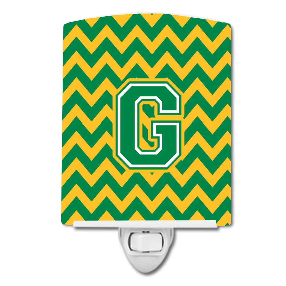 Letter G Chevron Green and Gold Ceramic Night Light CJ1059-GCNL - the-store.com