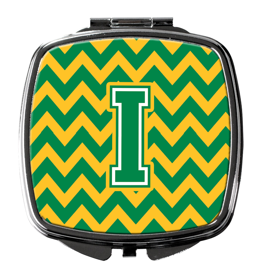 Letter I Chevron Green and Gold Compact Mirror CJ1059-ISCM  the-store.com.