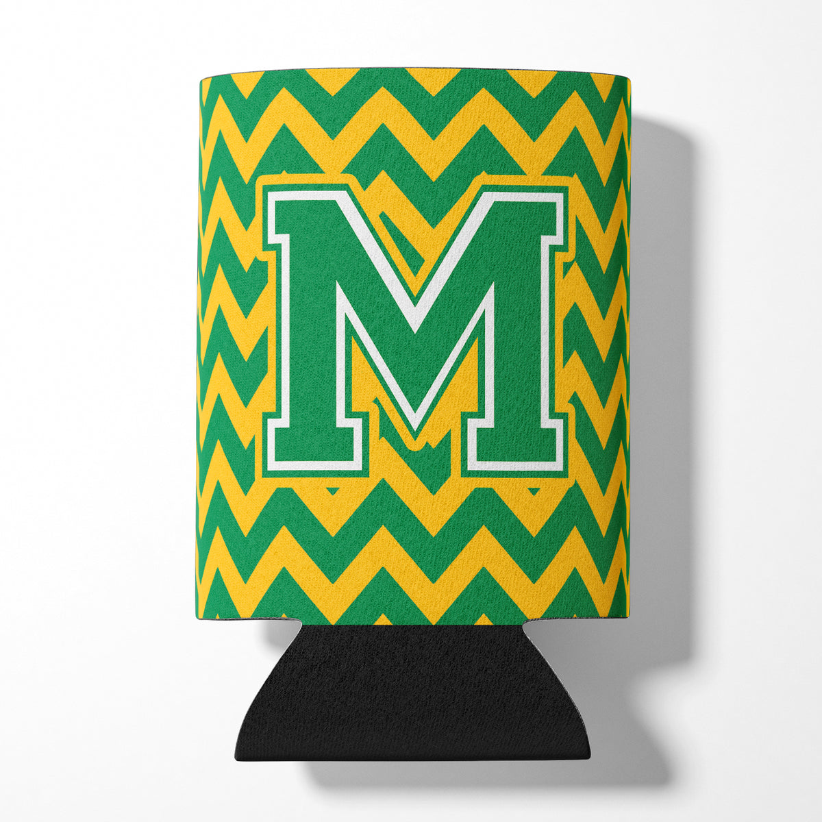 Letter M Chevron Green and Gold Can or Bottle Hugger CJ1059-MCC.