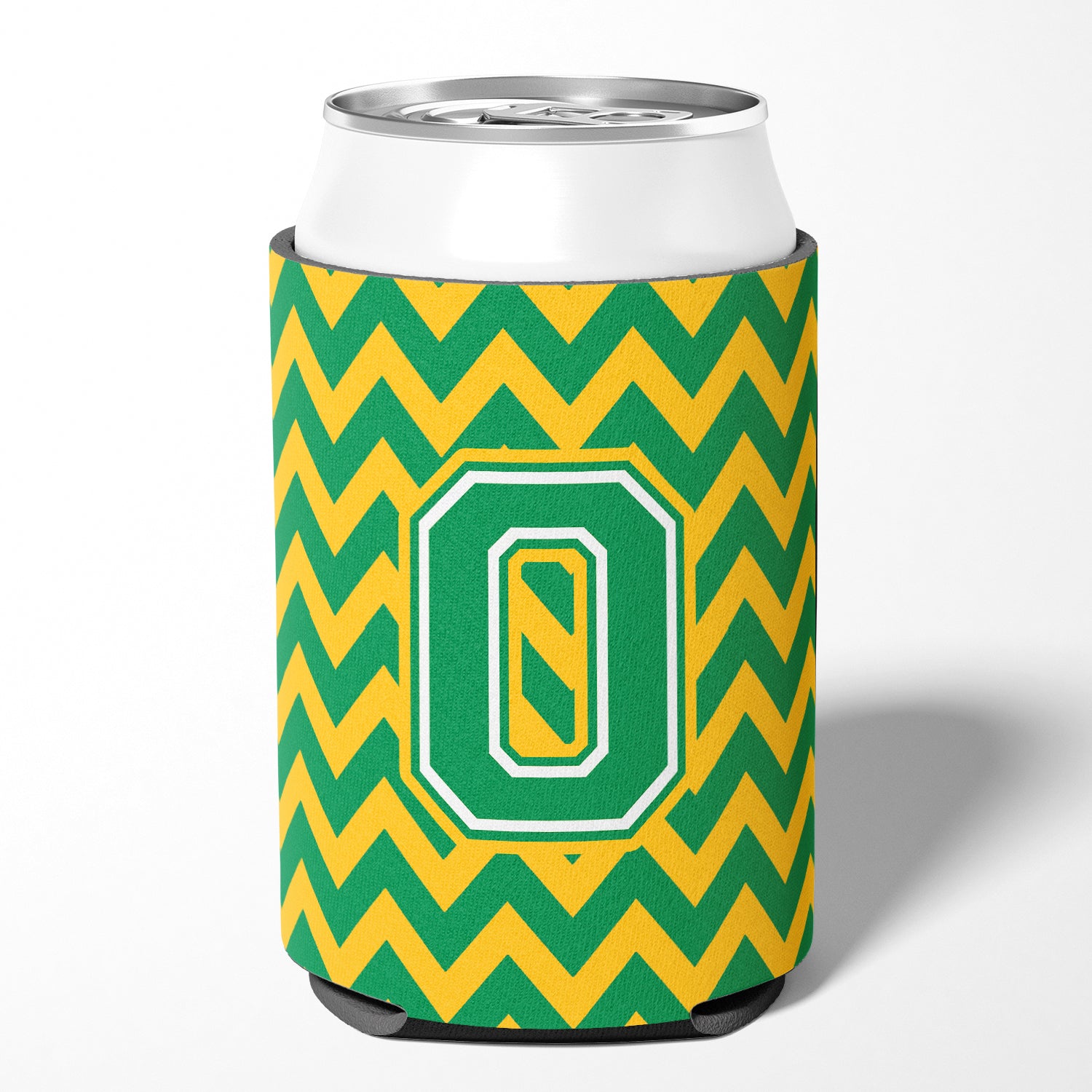 Letter O Chevron Green and Gold Can or Bottle Hugger CJ1059-OCC.