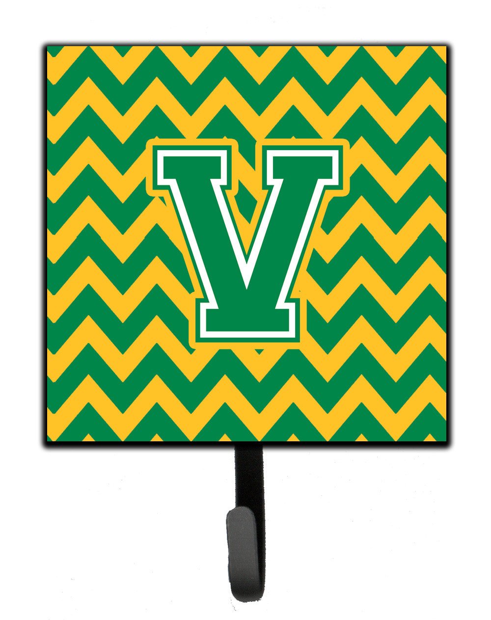 Letter V Chevron Green and Gold Leash or Key Holder CJ1059-VSH4 by Caroline's Treasures