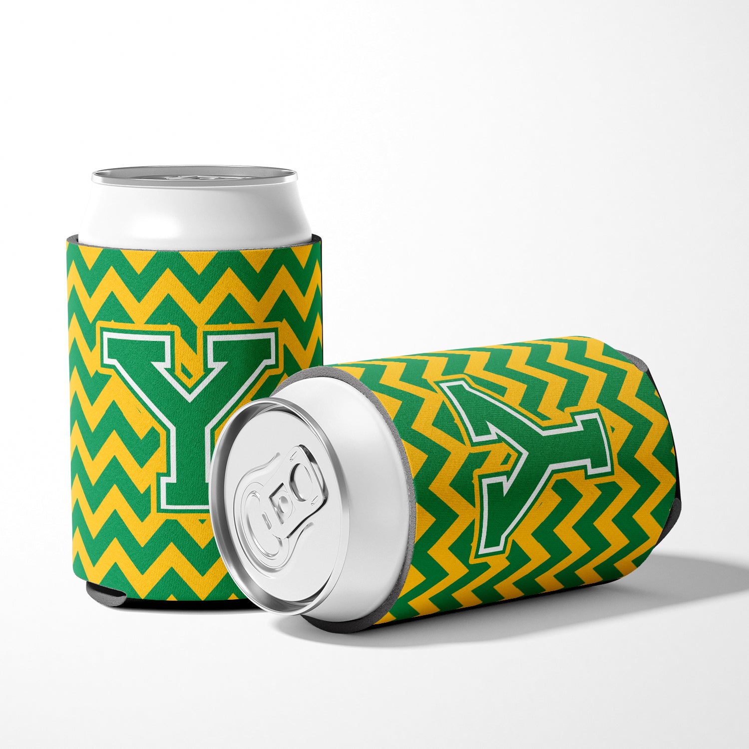 Letter Y Chevron Green and Gold Can or Bottle Hugger CJ1059-YCC.