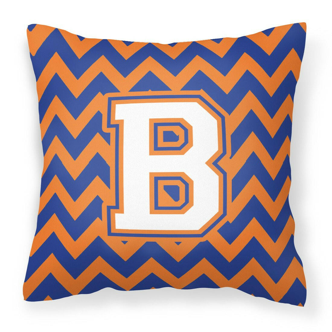 Letter B Chevron Blue and Orange #3 Fabric Decorative Pillow CJ1060-BPW1414 by Caroline's Treasures