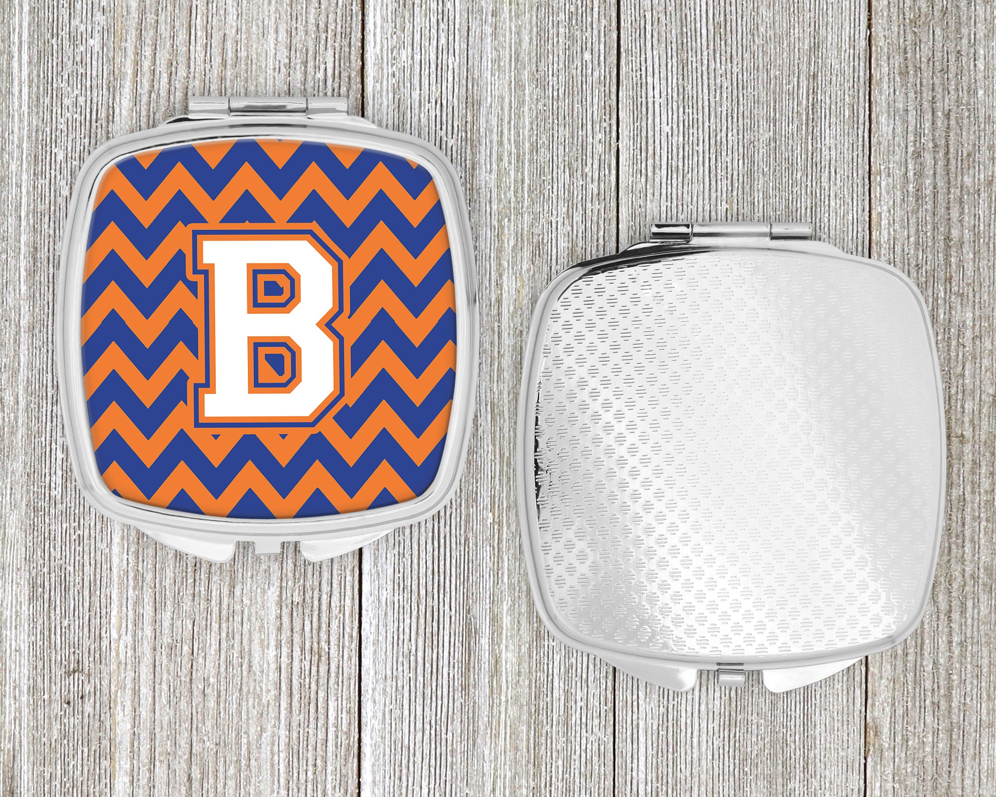 Letter B Chevron Blue and Orange #3 Compact Mirror CJ1060-BSCM  the-store.com.