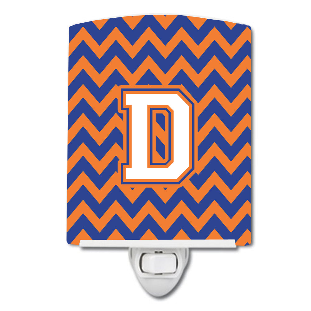 Letter D Chevron Blue and Orange #3 Ceramic Night Light CJ1060-DCNL - the-store.com