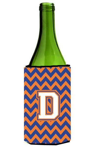 Letter D Chevron Blue and Orange Wine Bottle Beverage Insulator Hugger CJ1060-DLITERK by Caroline's Treasures