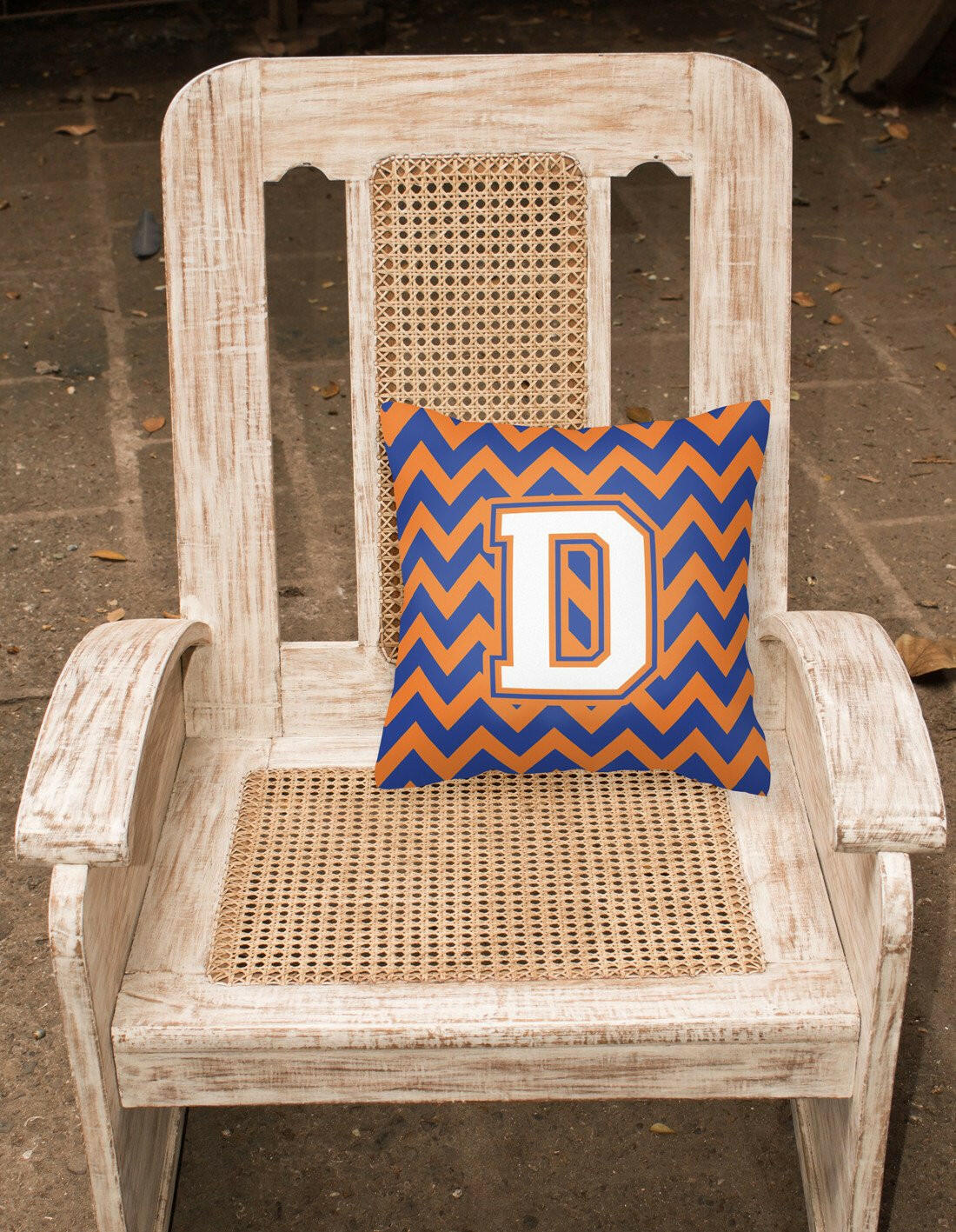 Letter D Chevron Blue and Orange #3 Fabric Decorative Pillow CJ1060-DPW1414 by Caroline's Treasures