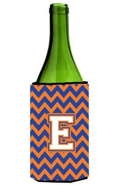 Letter E Chevron Blue and Orange Wine Bottle Beverage Insulator Hugger CJ1060-ELITERK by Caroline's Treasures