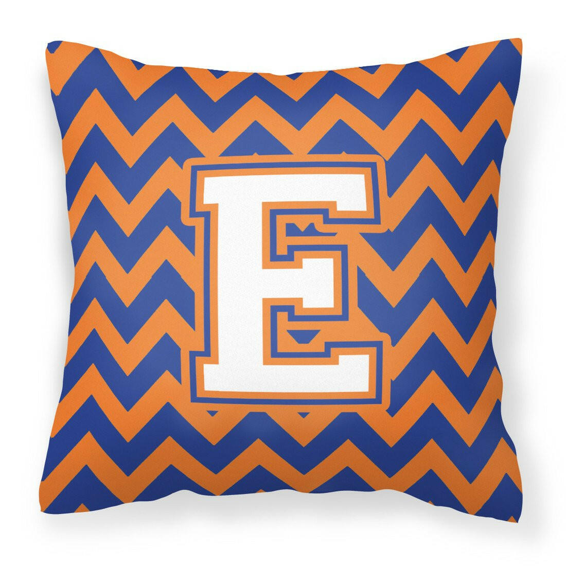 Letter E Chevron Blue and Orange #3 Fabric Decorative Pillow CJ1060-EPW1414 by Caroline's Treasures