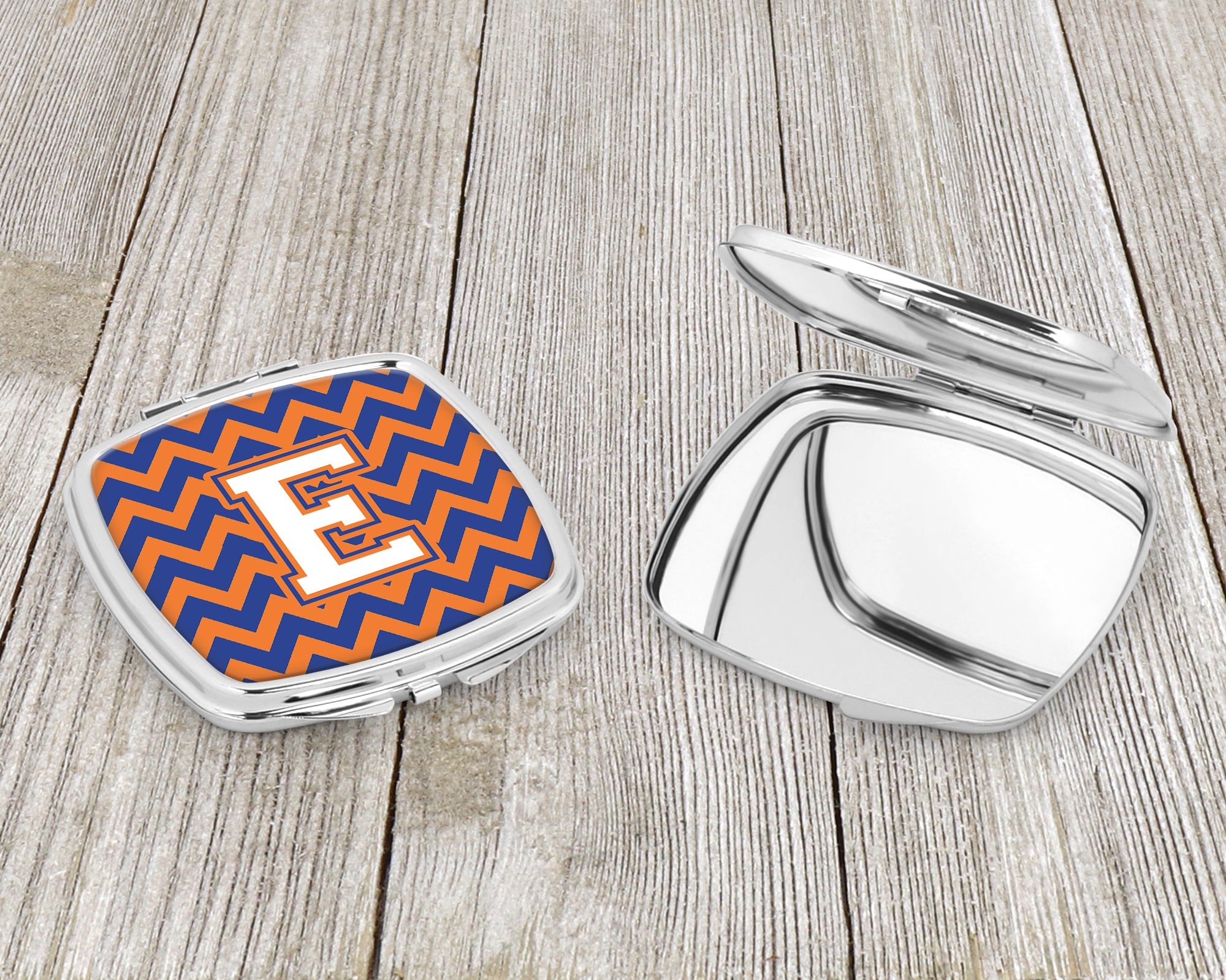 Letter E Chevron Blue and Orange #3 Compact Mirror CJ1060-ESCM  the-store.com.