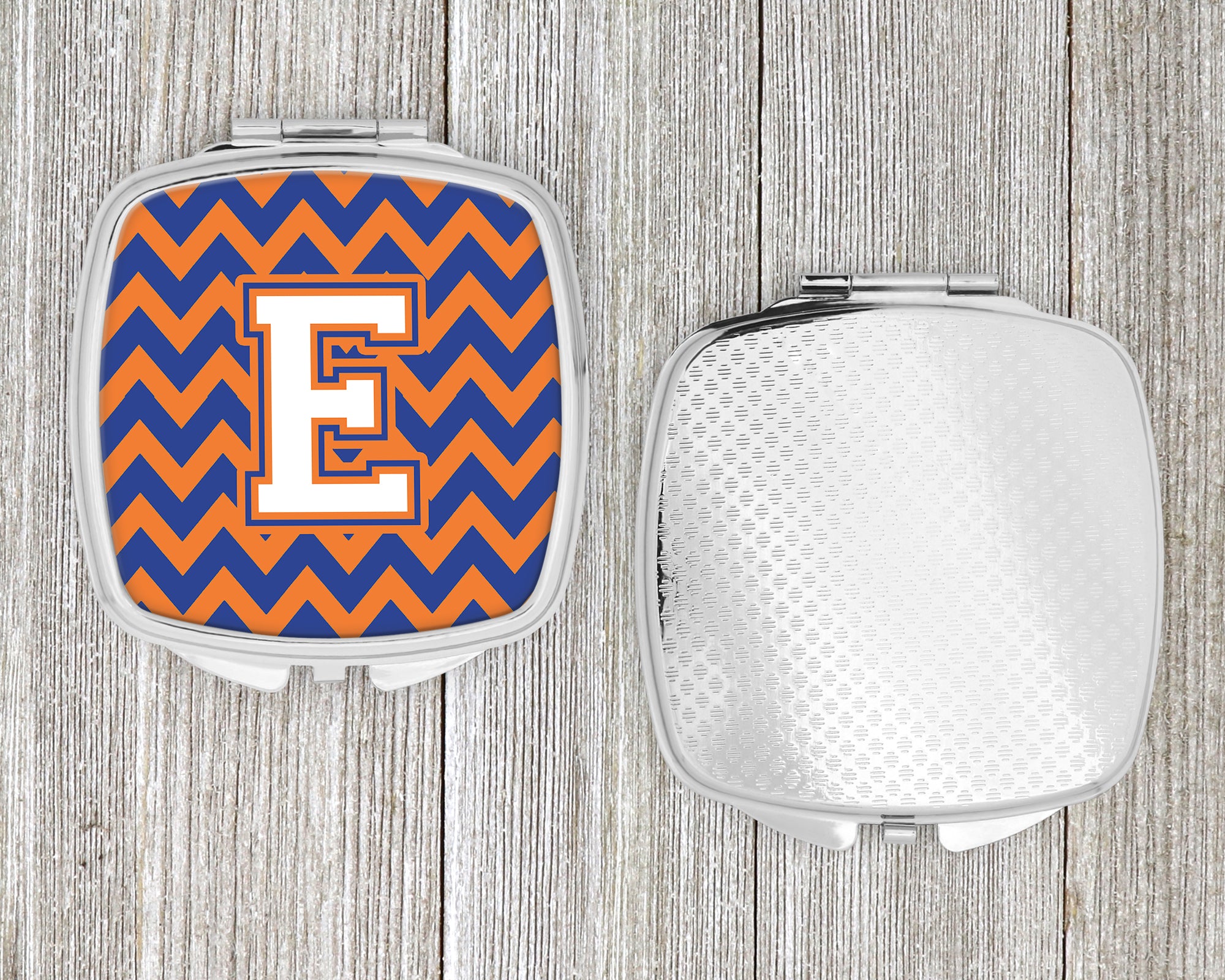 Letter E Chevron Blue and Orange #3 Compact Mirror CJ1060-ESCM  the-store.com.