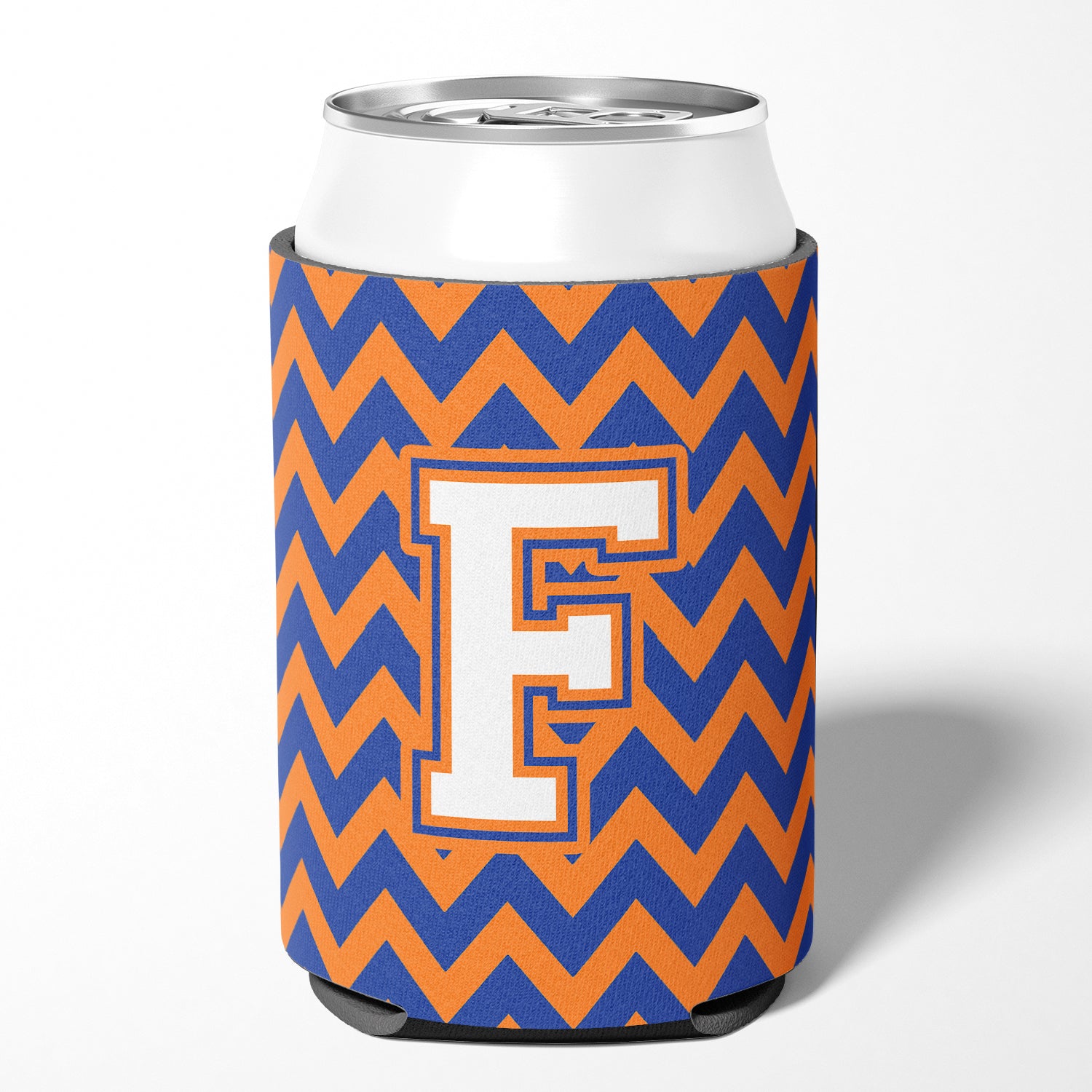 Letter F Chevron Blue and Orange #3 Can or Bottle Hugger CJ1060-FCC.