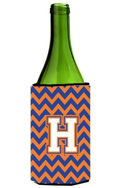 Letter H Chevron Blue and Orange Wine Bottle Beverage Insulator Hugger CJ1060-HLITERK by Caroline's Treasures