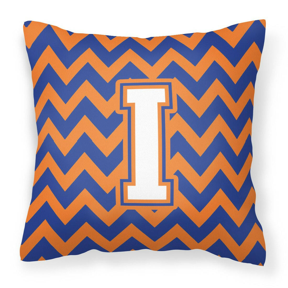 Letter I Chevron Blue and Orange #3 Fabric Decorative Pillow CJ1060-IPW1414 by Caroline's Treasures