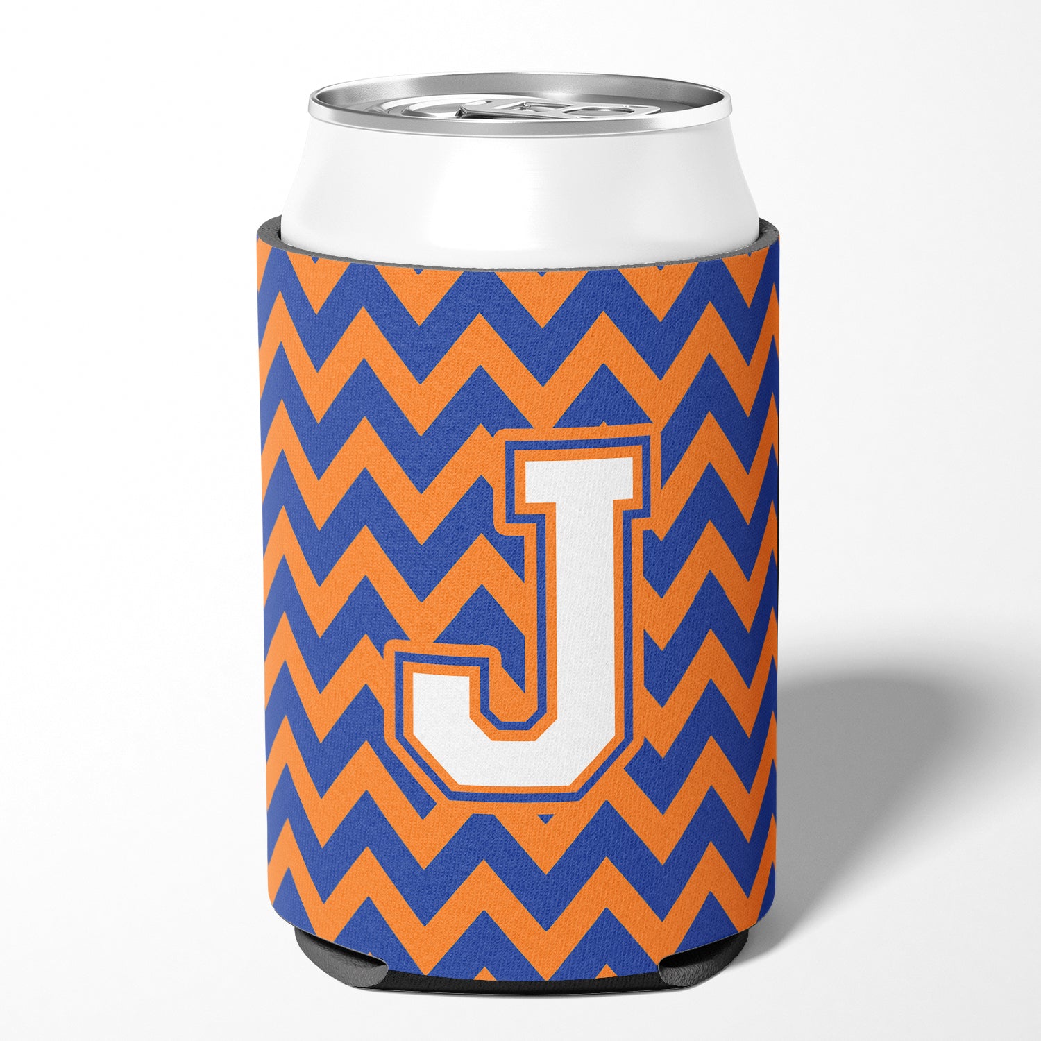 Letter J Chevron Blue and Orange #3 Can or Bottle Hugger CJ1060-JCC.