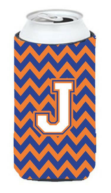 Letter J Chevron Blue and Orange Tall Boy Beverage Insulator Hugger CJ1060-JTBC by Caroline's Treasures