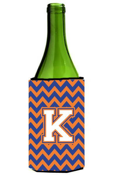 Letter K Chevron Blue and Orange Wine Bottle Beverage Insulator Hugger CJ1060-KLITERK by Caroline's Treasures