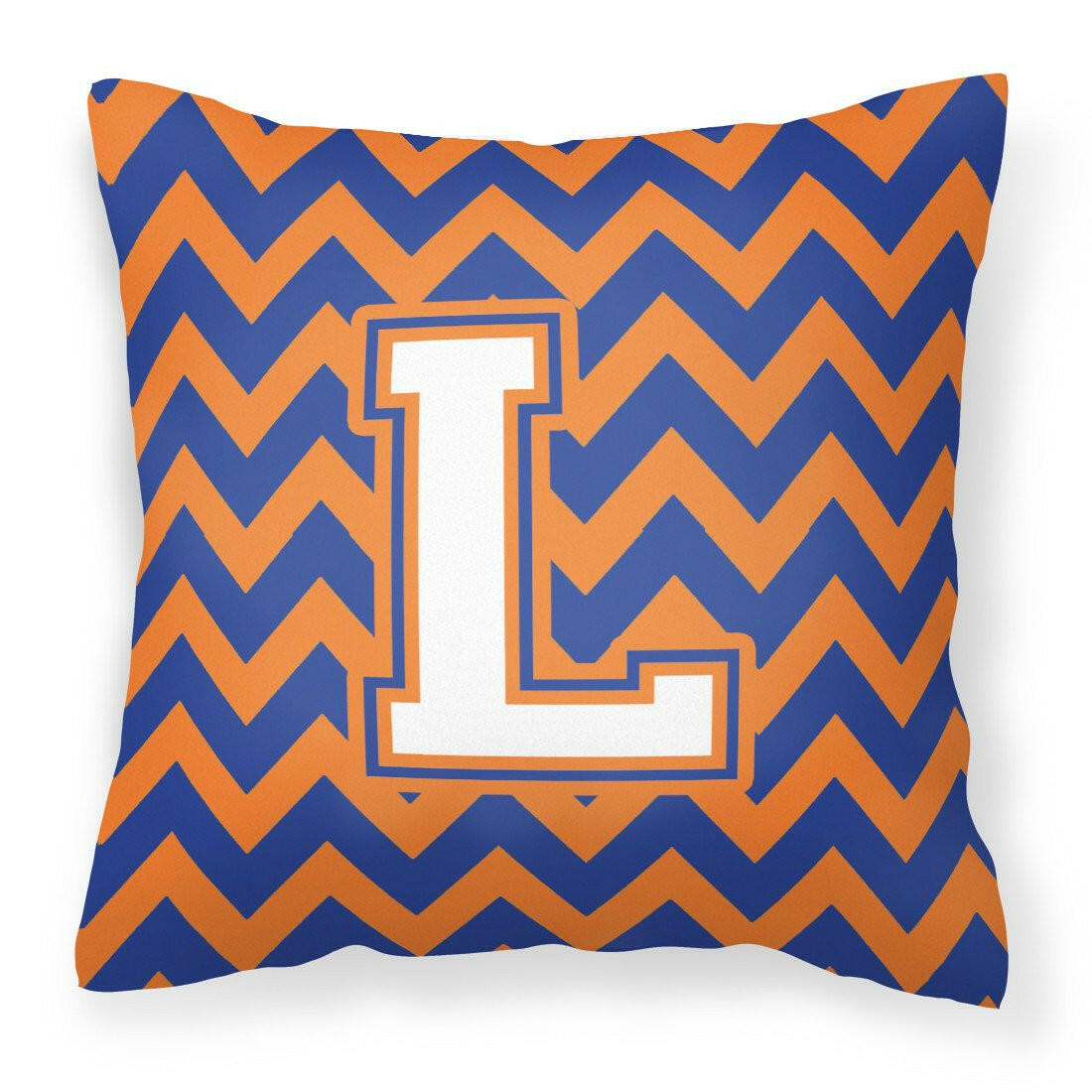 Letter L Chevron Blue and Orange #3 Fabric Decorative Pillow CJ1060-LPW1414 by Caroline&#39;s Treasures