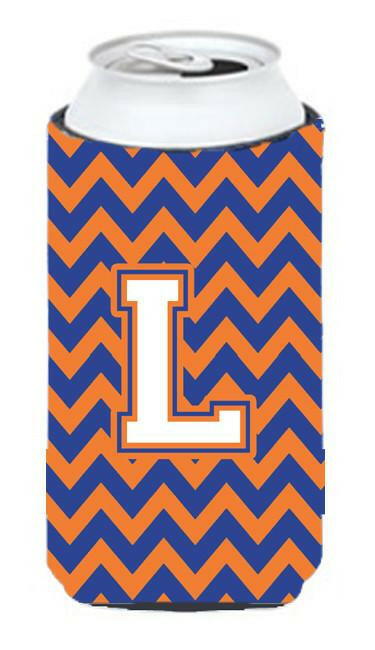 Letter L Chevron Blue and Orange Tall Boy Beverage Insulator Hugger CJ1060-LTBC by Caroline's Treasures