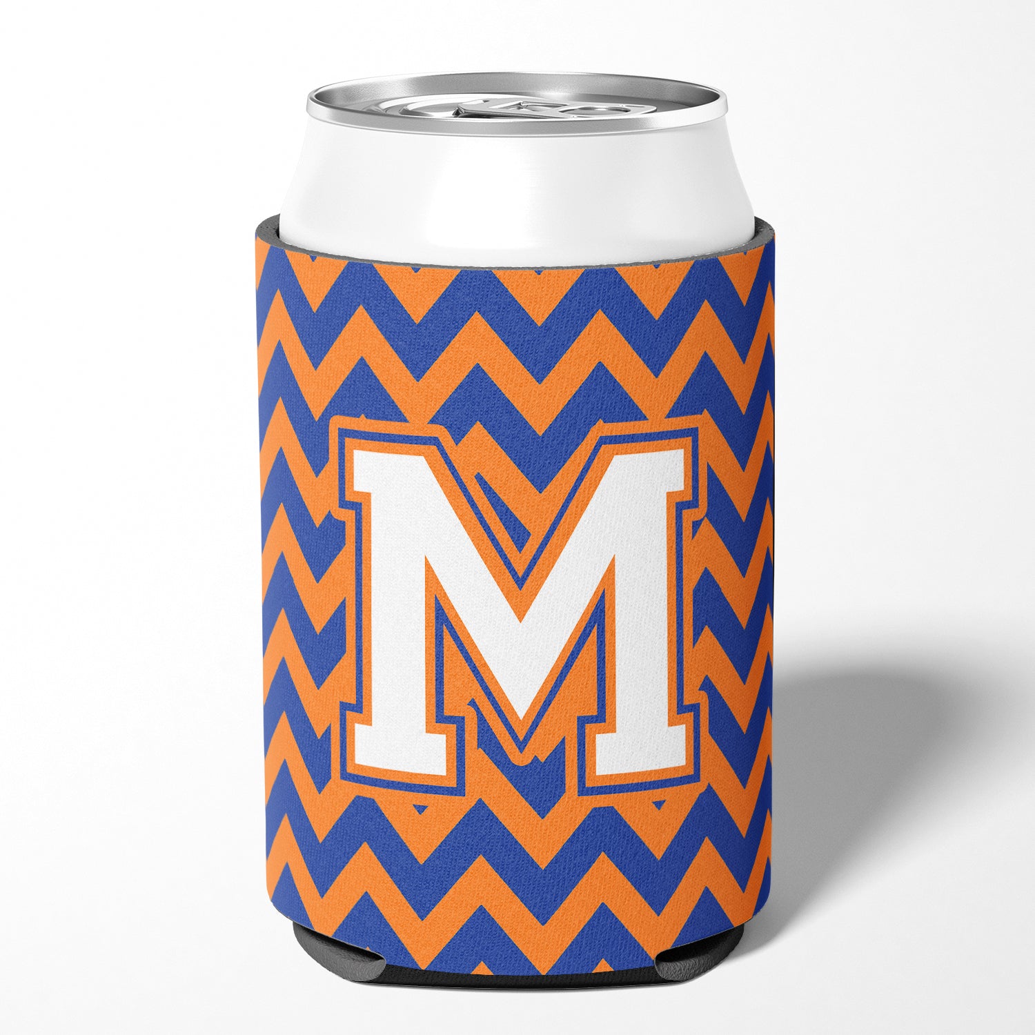 Letter M Chevron Blue and Orange #3 Can or Bottle Hugger CJ1060-MCC.