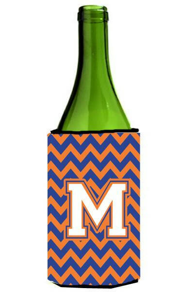 Letter M Chevron Blue and Orange Wine Bottle Beverage Insulator Hugger CJ1060-MLITERK by Caroline's Treasures