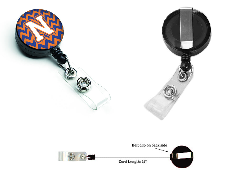 Letter N Chevron Blue and Orange #3 Retractable Badge Reel CJ1060-NBR.