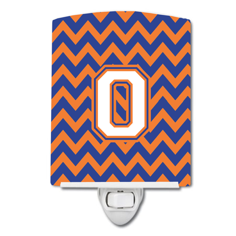 Letter O Chevron Blue and Orange #3 Ceramic Night Light CJ1060-OCNL - the-store.com