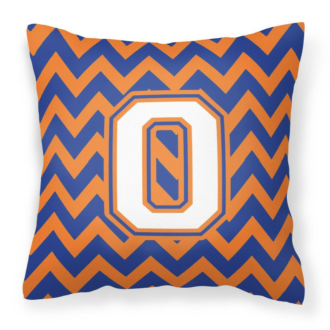 Letter O Chevron Blue and Orange #3 Fabric Decorative Pillow CJ1060-OPW1414 by Caroline's Treasures