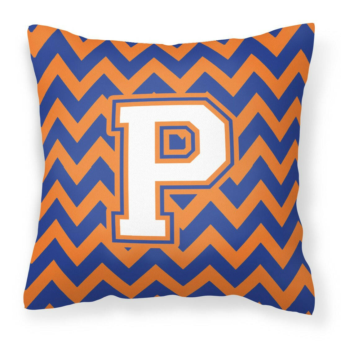 Letter P Chevron Blue and Orange #3 Fabric Decorative Pillow CJ1060-PPW1414 by Caroline's Treasures