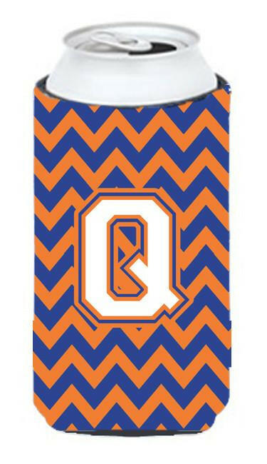 Letter Q Chevron Blue and Orange Tall Boy Beverage Insulator Hugger CJ1060-QTBC by Caroline&#39;s Treasures