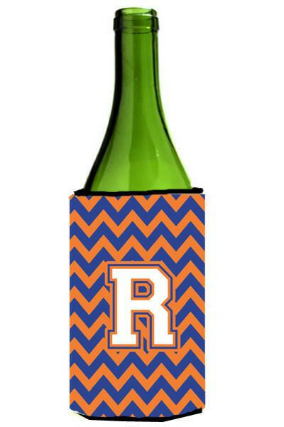 Letter R Chevron Blue and Orange Wine Bottle Beverage Insulator Hugger CJ1060-RLITERK by Caroline's Treasures