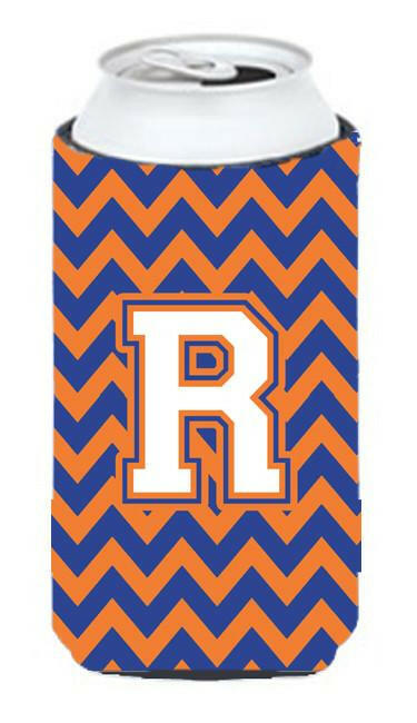 Letter R Chevron Blue and Orange Tall Boy Beverage Insulator Hugger CJ1060-RTBC by Caroline's Treasures