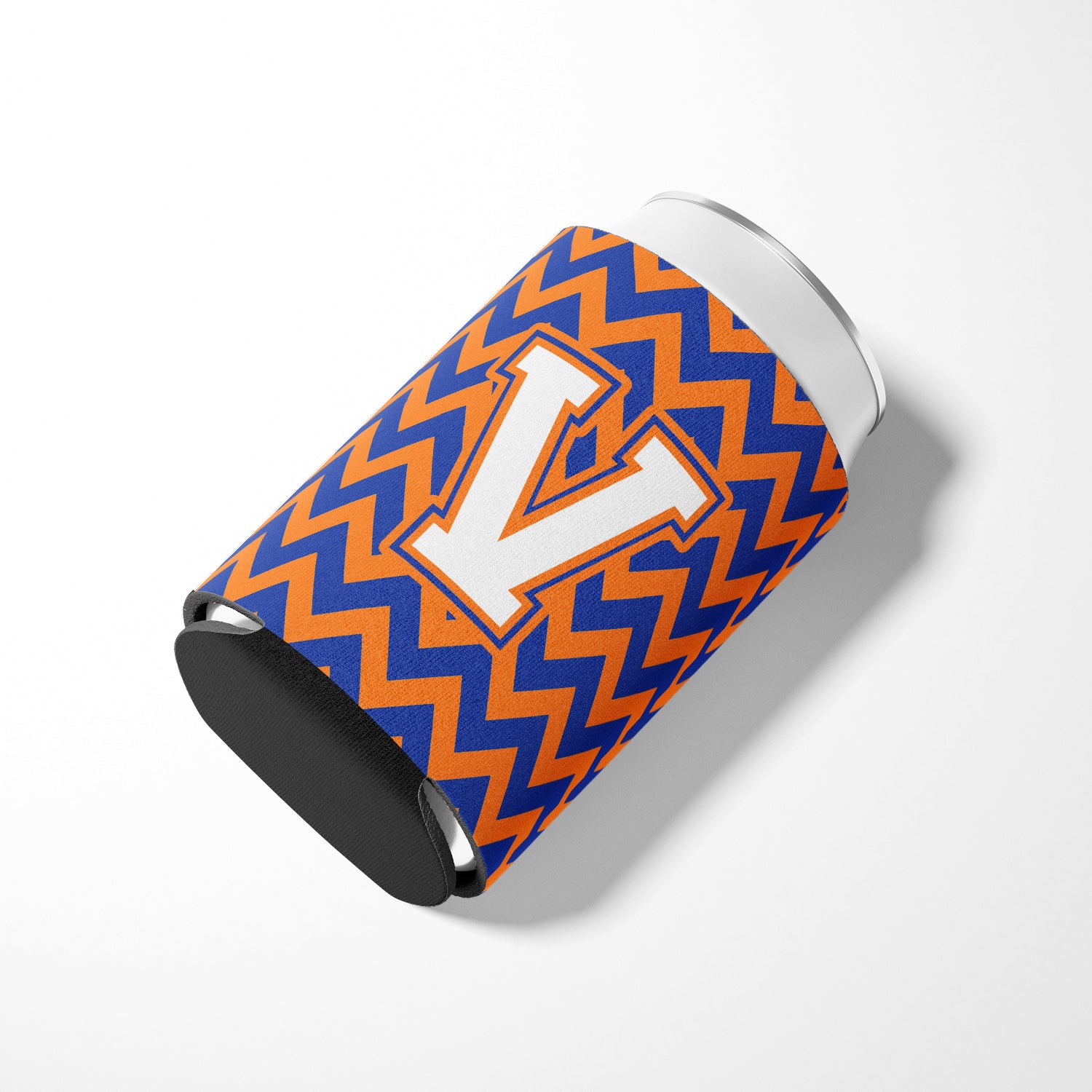 Letter V Chevron Blue and Orange #3 Can or Bottle Hugger CJ1060-VCC.