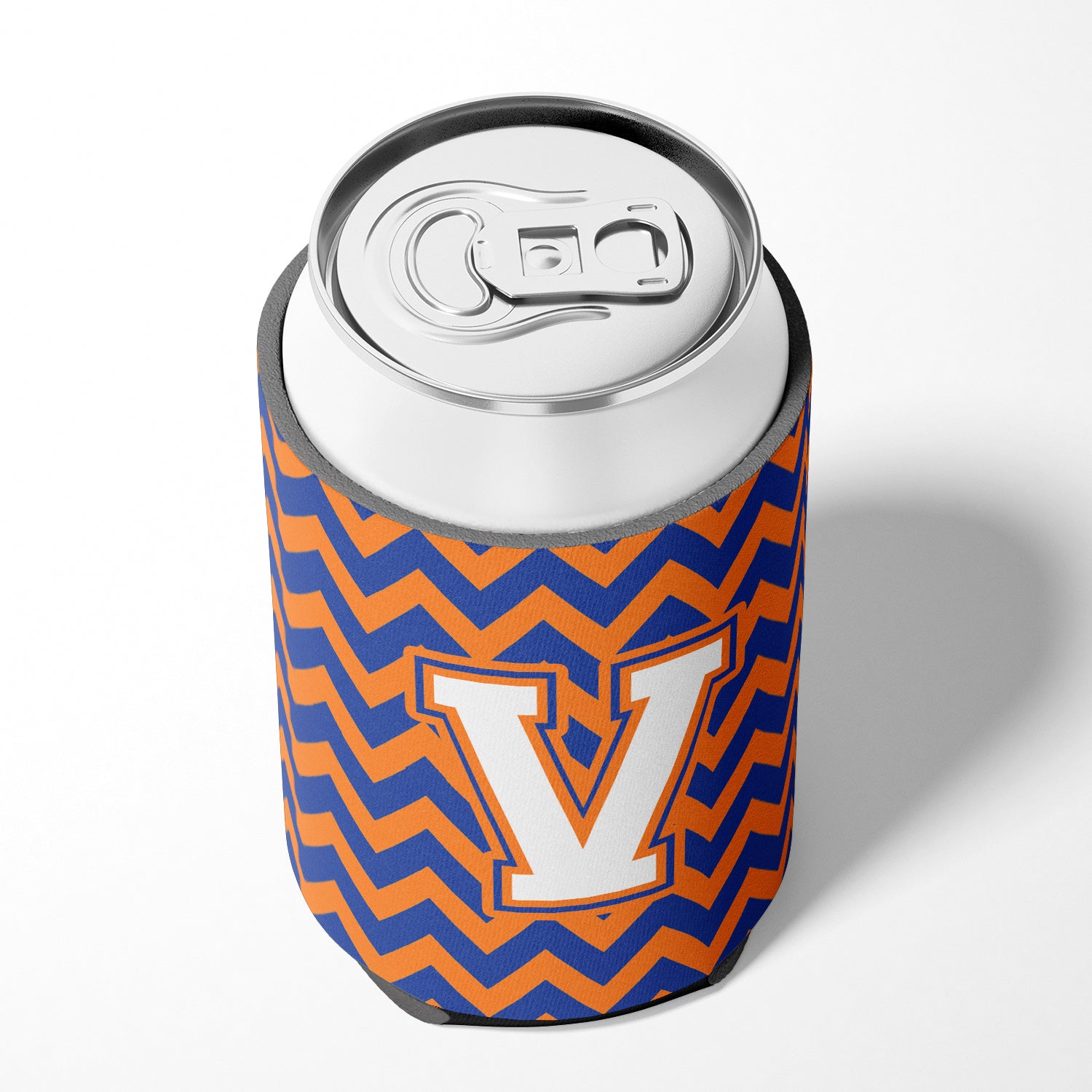 Letter V Chevron Blue and Orange #3 Can or Bottle Hugger CJ1060-VCC.