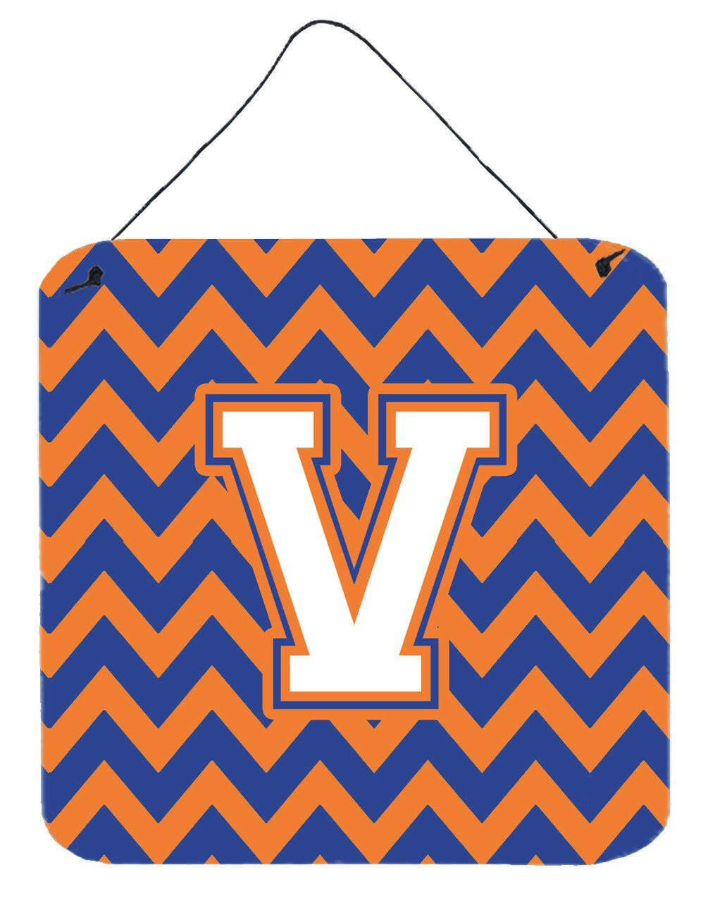 Letter V Chevron Blue and Orange #3 Wall or Door Hanging Prints CJ1060-VDS66 by Caroline's Treasures