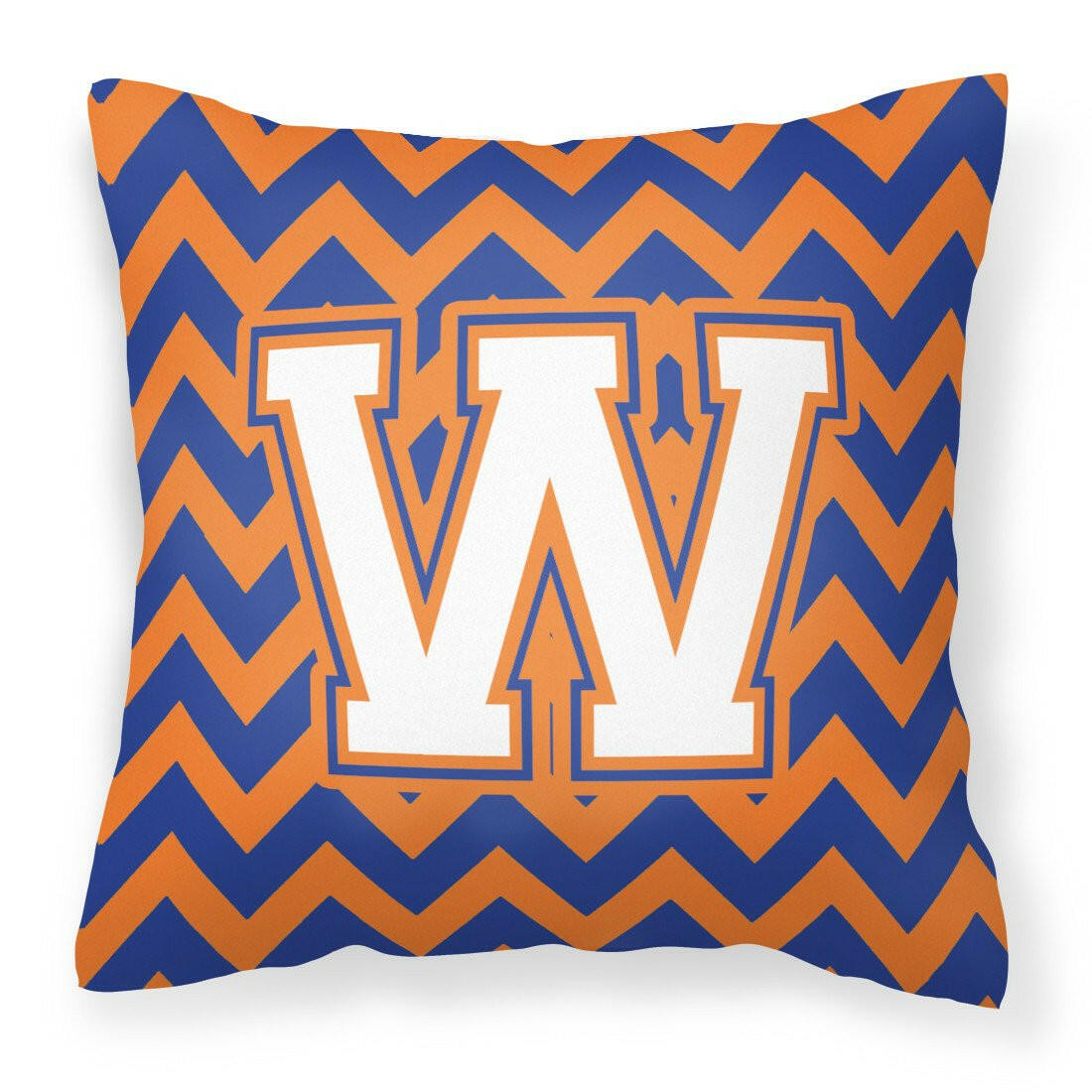 Letter W Chevron Blue and Orange #3 Fabric Decorative Pillow CJ1060-WPW1414 by Caroline's Treasures