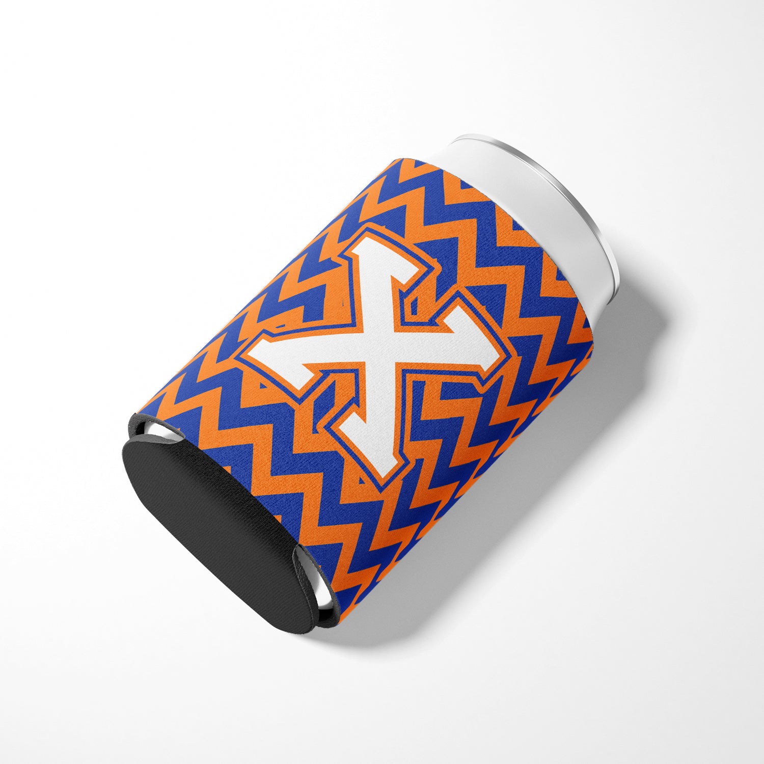 Letter X Chevron Blue and Orange #3 Can or Bottle Hugger CJ1060-XCC.