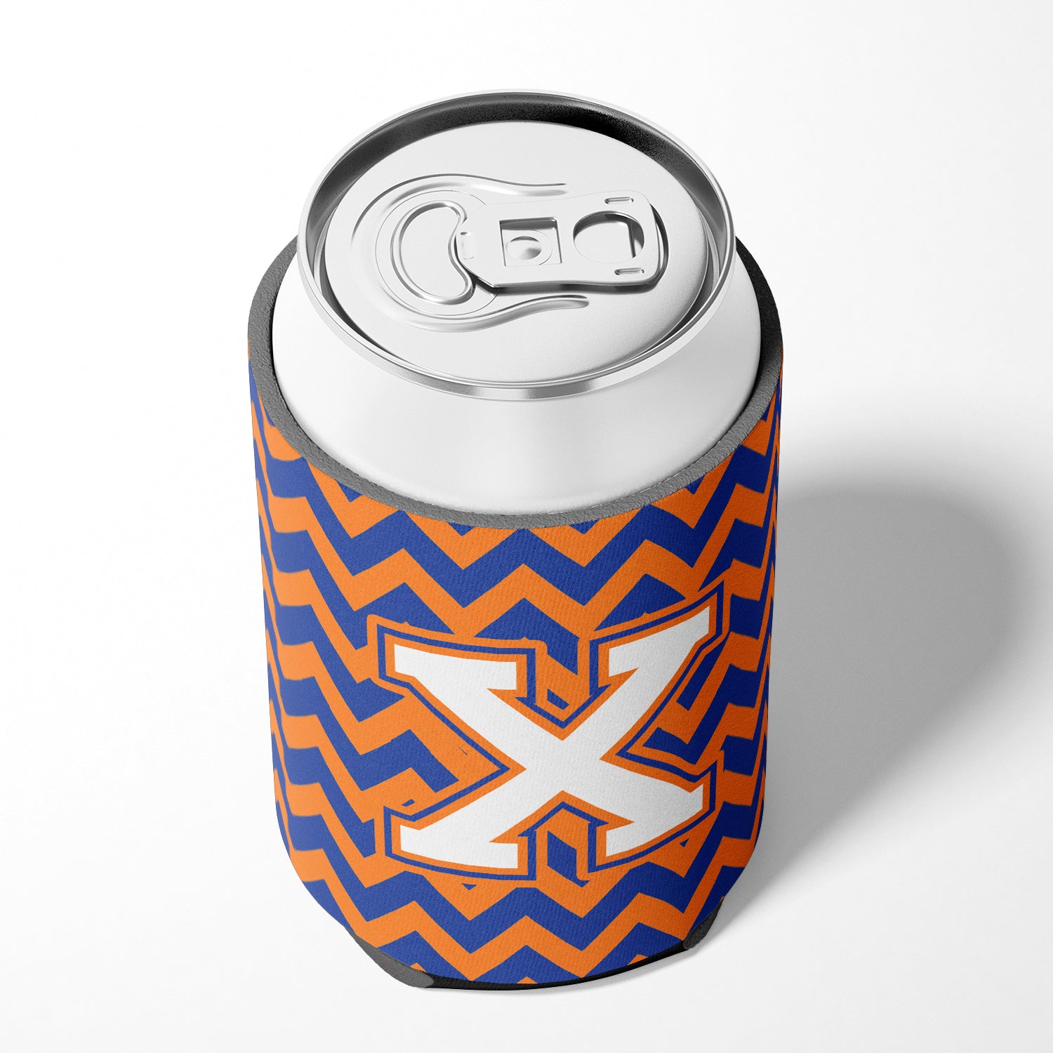 Letter X Chevron Blue and Orange #3 Can or Bottle Hugger CJ1060-XCC.