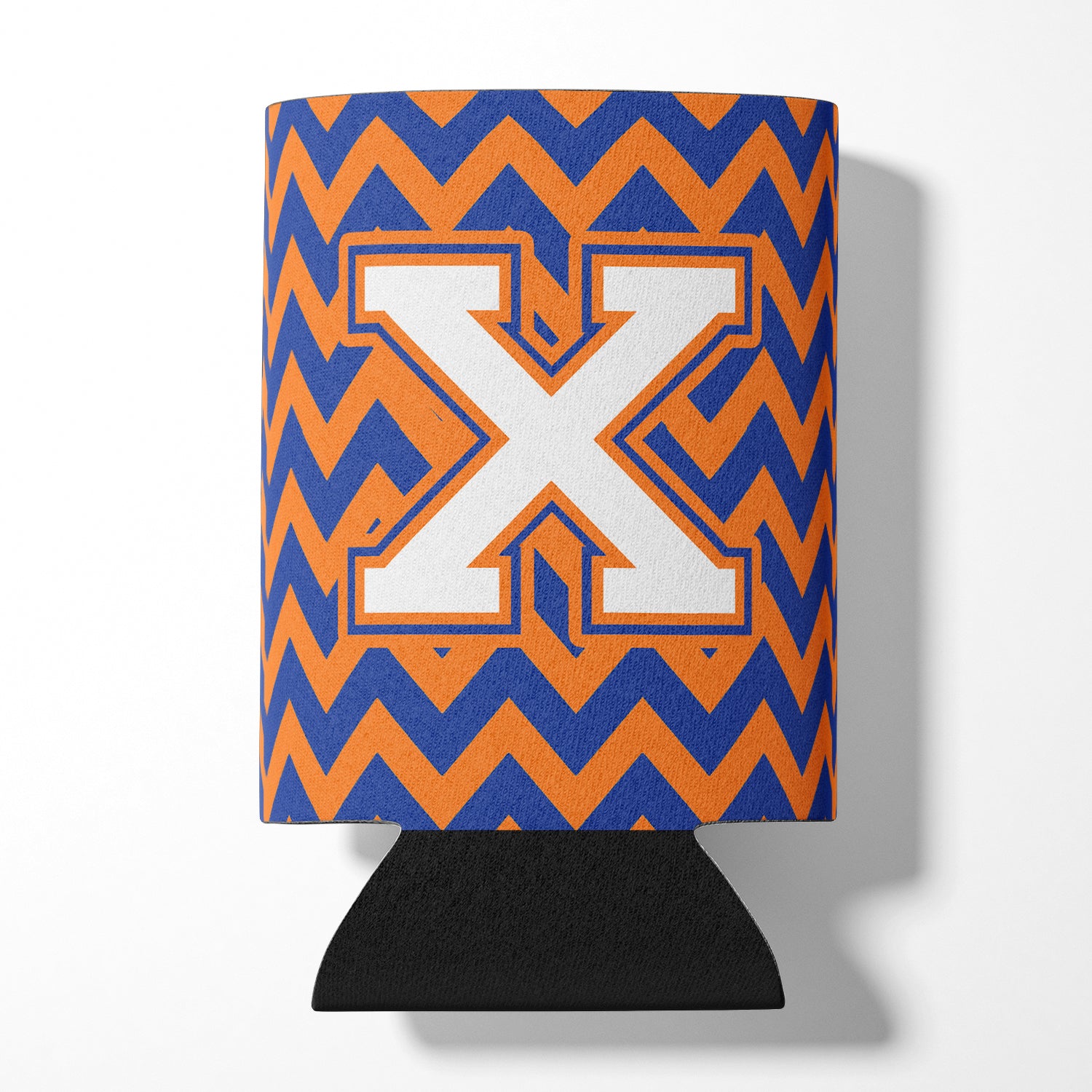 Letter X Chevron Blue and Orange #3 Can or Bottle Hugger CJ1060-XCC.