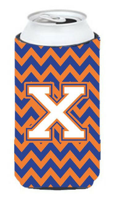 Letter X Chevron Blue and Orange Tall Boy Beverage Insulator Hugger CJ1060-XTBC by Caroline's Treasures