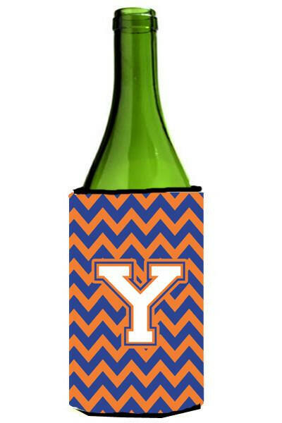 Letter Y Chevron Blue and Orange Wine Bottle Beverage Insulator Hugger CJ1060-YLITERK by Caroline's Treasures