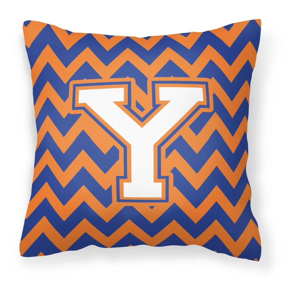 Letter Y Chevron Blue and Orange #3 Fabric Decorative Pillow CJ1060-YPW1414 by Caroline's Treasures