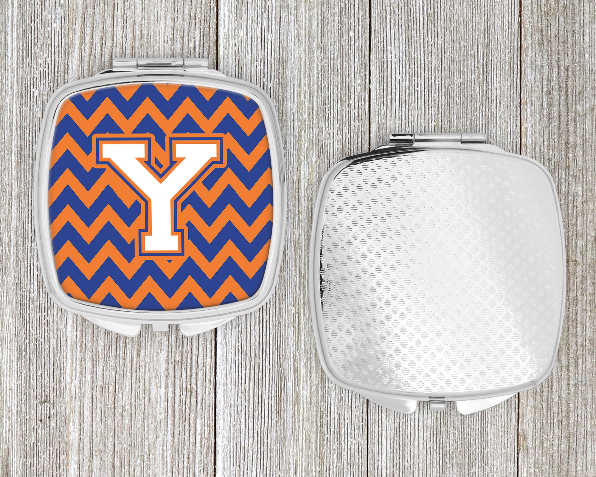 Letter Y Chevron Blue and Orange #3 Compact Mirror CJ1060-YSCM  the-store.com.